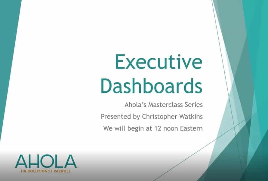 Masterclass Webinar Series: Executive Dashboards